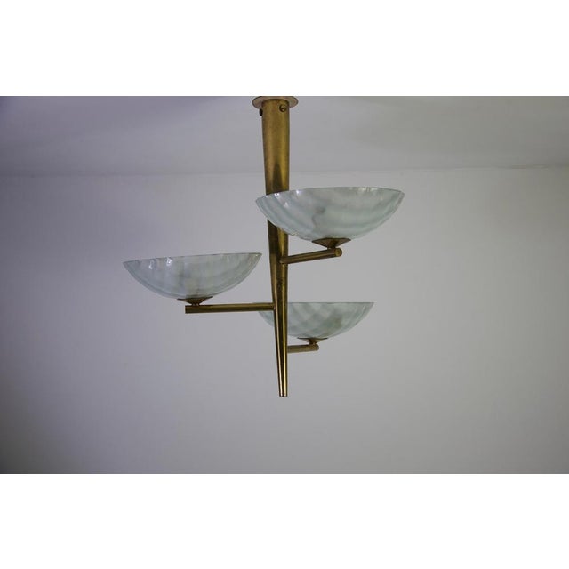 Italian Brass and Glass Chandelier, 1950s For Sale - Image 14 of 18