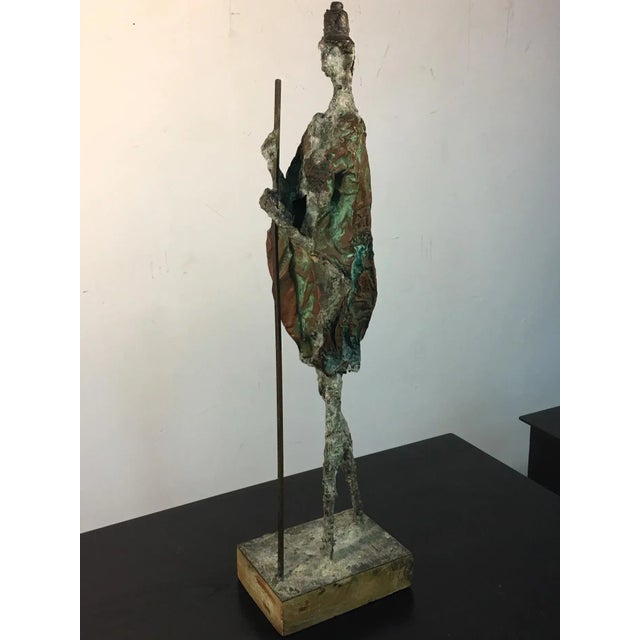 Copper 1960s Brutalist Sculpture of Don Quixotie in the Manner of Giacometti For Sale - Image 8 of 9