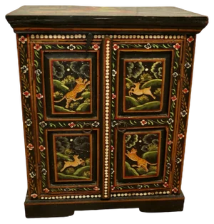 Indian Folk Art Painted Cupboard, 1900