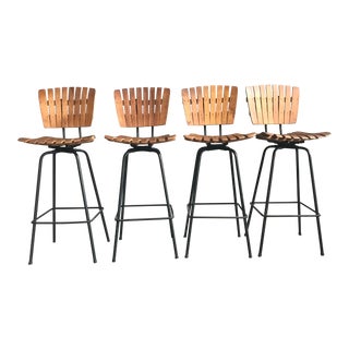 1960s Mid-Century Modern Swiveling Bar Stools - Set of 4 For Sale