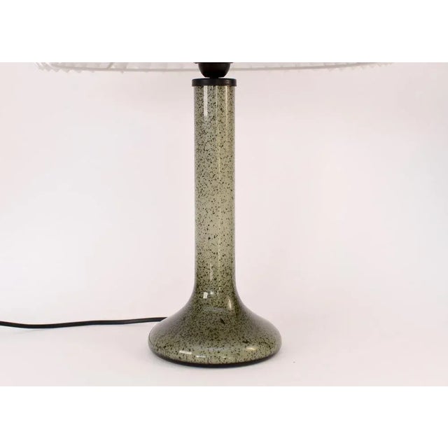White Scandinavian Glass Table Lamp with Pleated Shade For Sale - Image 8 of 11