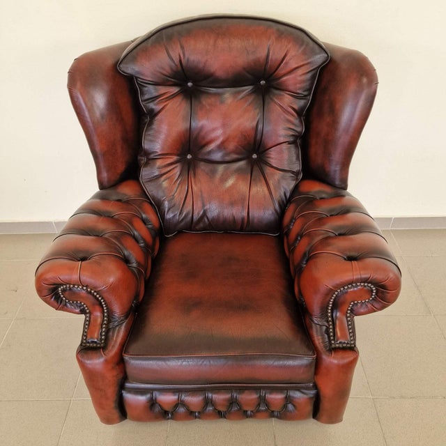 Chesterfield Leather Living Room Set, 1970s, Set of 4 For Sale - Image 11 of 18