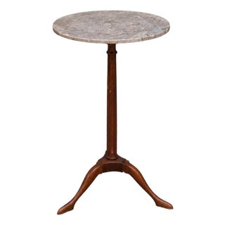 19th Century English Mahogany Base and Marble Top Tripod Table For Sale