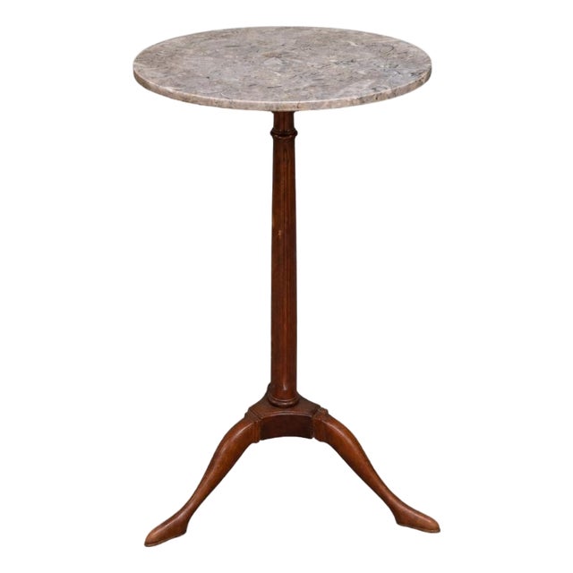 19th Century English Mahogany Base and Marble Top Tripod Table For Sale