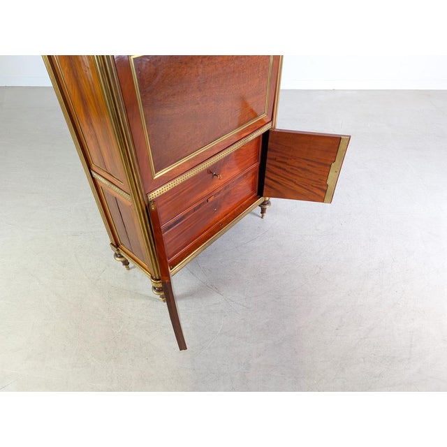 Louis XVI Chest of Drawers with Secretary in Mahogany and Brass For Sale - Image 14 of 16