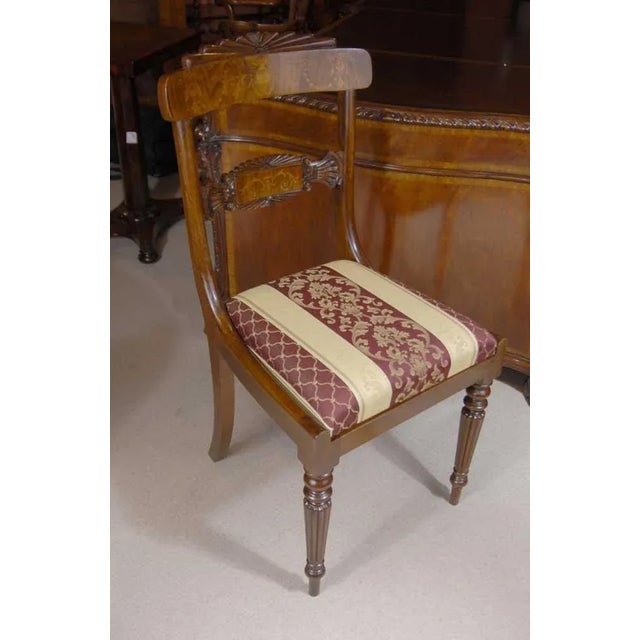 English Regency Dining Chairs with Walnut Inlay, Set of 12 For Sale - Image 4 of 18