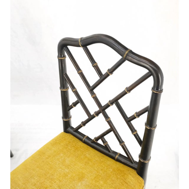 Mid-Century Modern Decorative Ebonized Walnut Faux Bamboo Side Chairs - A Pair For Sale - Image 4 of 12