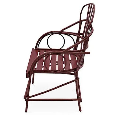 Farmhouse Faux Bois Aluminum Arm Chair For Sale - Image 3 of 6