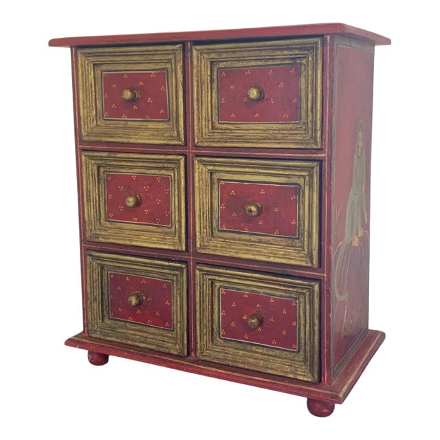 1940s Handpainted Indian Spice Cabinet Monkey Motif For Sale