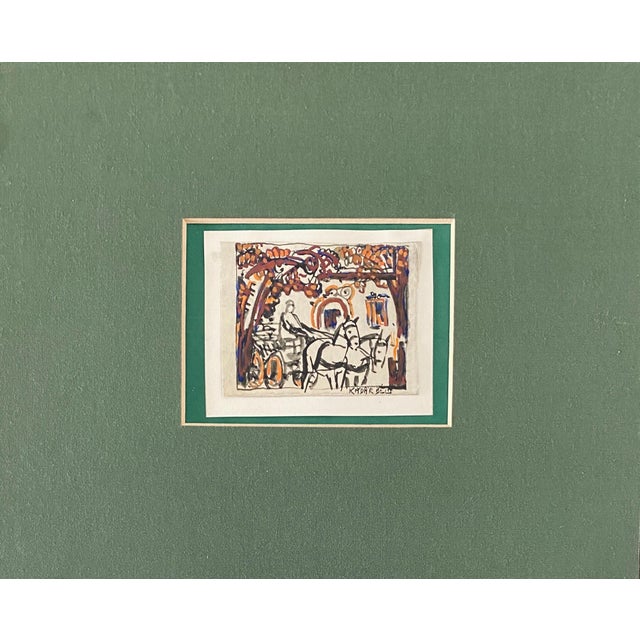 Size includes matt. Size of actual Peice is 2.8" X 3.5" Béla Kádár (1877–1956) was a Hungarian painter influenced by Der...