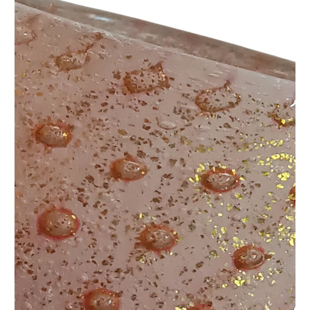 Glass Glass Paperweight Pink W/ Gold Flecks Contolled Bubbles Tealight Holder or Vase For Sale - Image 7 of 16