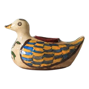 Vintage Handmade Pottery Bird Vessel Sculpture