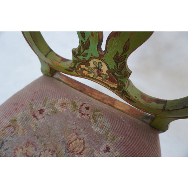 Late 19th Century Green Painted Chair With Beautiful Needlepoint Seat For Sale - Image 14 of 16
