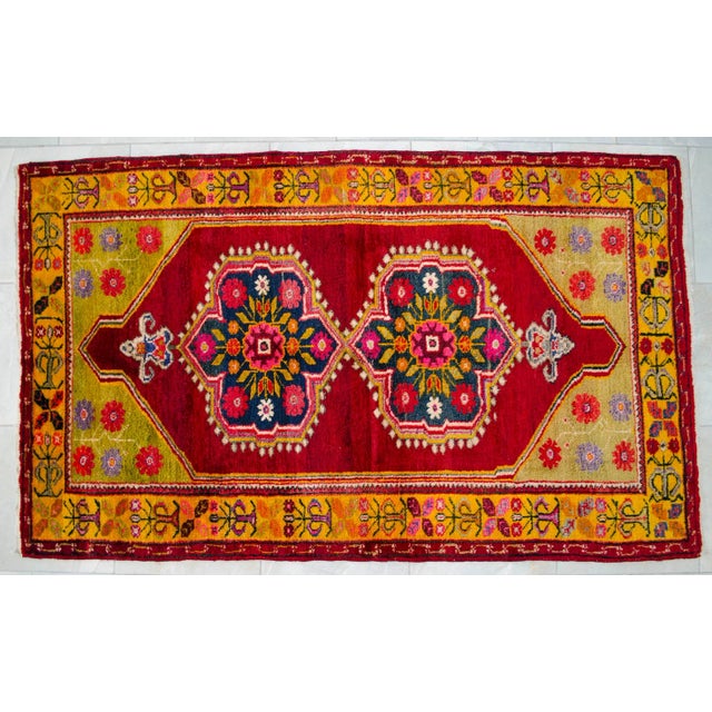 1970s Vintage Hand Knotted Colorful Turkish Rug For Sale - Image 6 of 11