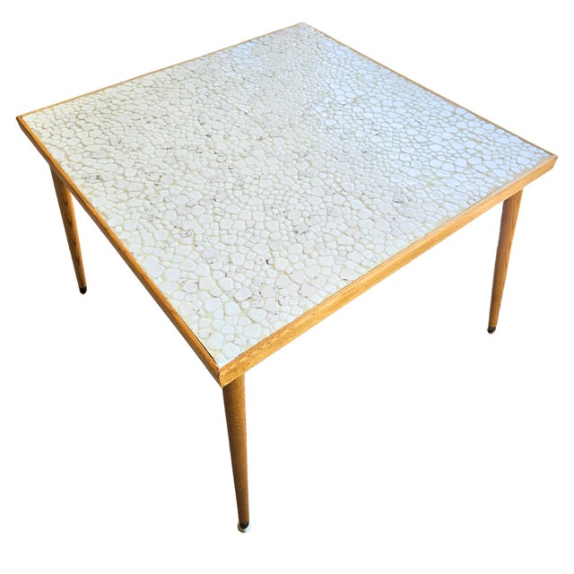 Mid-Century square table C.1960's. Uniquely sized and befitting of either a tall coffee table or large side table. White...
