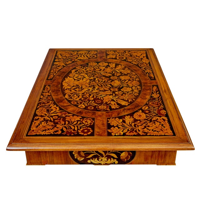 Antique Hand Carved Walnut Marquetry Table, 1865 For Sale - Image 10 of 11