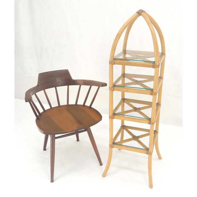 Brown Bamboo & Leather Figural 13" Square Profile Dome Shape Etagere MINT For Sale - Image 8 of 13