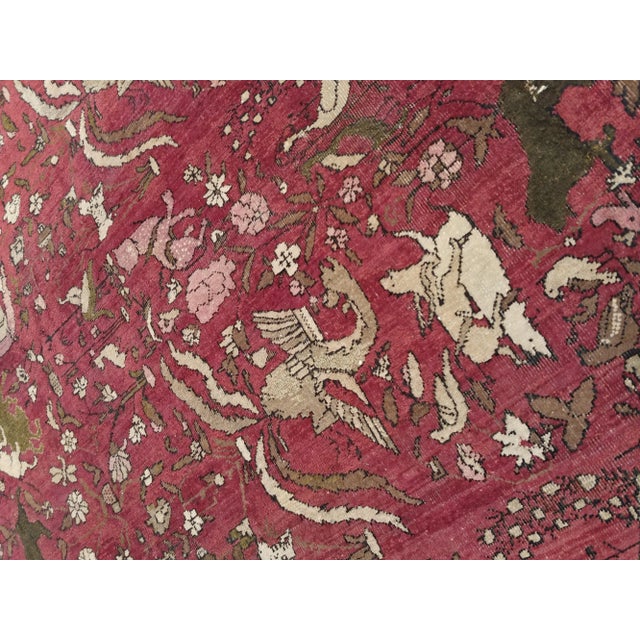 Antique Indian Agra Carpet, Hunting Rugs, Oriental Rugs, Red, Gold, Ivory, Brown For Sale - Image 4 of 11