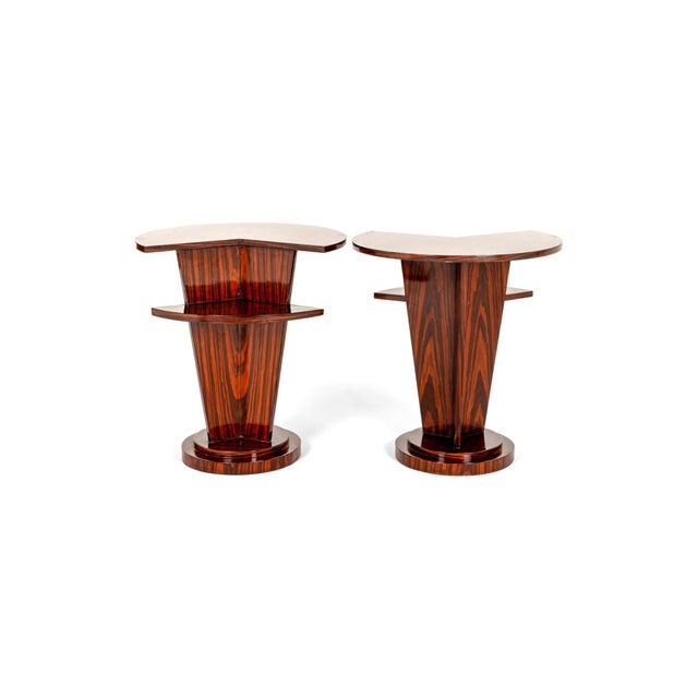 Art Deco Indian Rosewood Side Tables or Nightstands, Set of 2 For Sale - Image 4 of 14