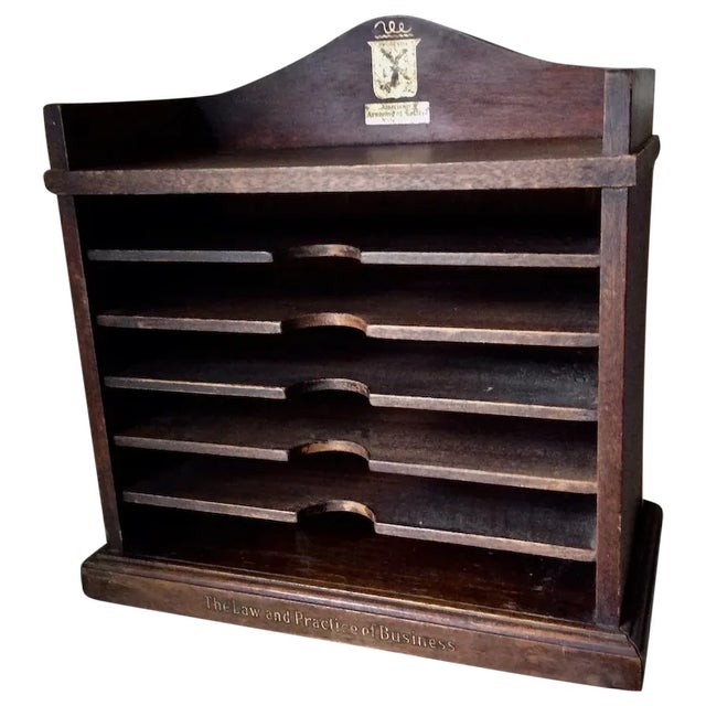 1920s Antique Advertising Desktop, Paper, Letter Holder, Storage Cupboard For Sale - Image 5 of 7