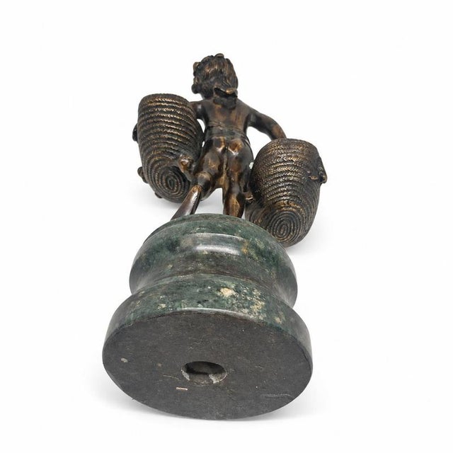 Suzanne Bizard, Child with Two Baskets, 1890s, Bronze and Marble For Sale - Image 6 of 9