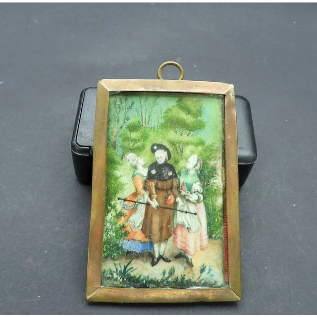Late 18th Century 18th Century French Antique Miniature Gentleman & 2 Ladies Portrait Painting Hand Painted Porcelain For Sale - Image 5 of 5
