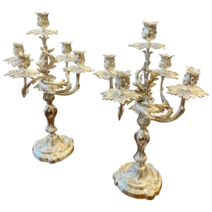 Silver Plated Louis XV Style Candelabra - a Pair