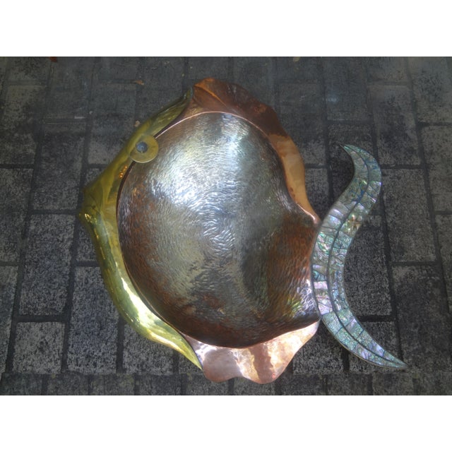 Mexican Modernist Mixed Metal and Abalone Fish Bowl, Circa. 1960 For Sale - Image 11 of 11