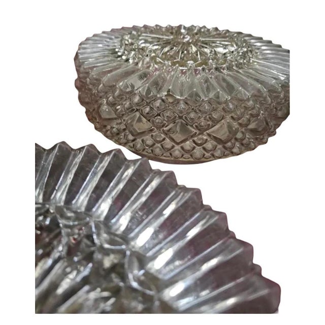 Mid-Century Round Clear Cut Glass Sconces or Flush Mounts, Germany, 1960s, Set of 2 For Sale - Image 3 of 7
