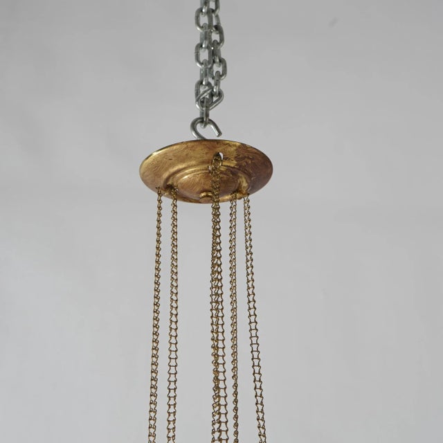 Victorian Antique Victorian Cut To Clear Cranberry Glass & Brass Hanging Hall Light Circa 1880 For Sale - Image 3 of 11
