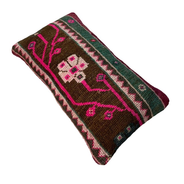Vintage Handmade Rug Cushion Cover For Sale - Image 3 of 11