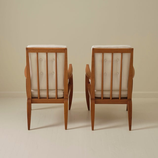 Roger Landault Roger Landault French Mid Century Armchairs, a Pair, 1950s For Sale - Image 4 of 9