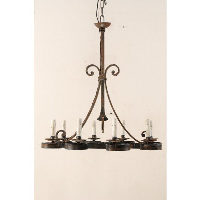 Vintage French Iron 8-Light Chandelier For Sale - Image 11 of 12