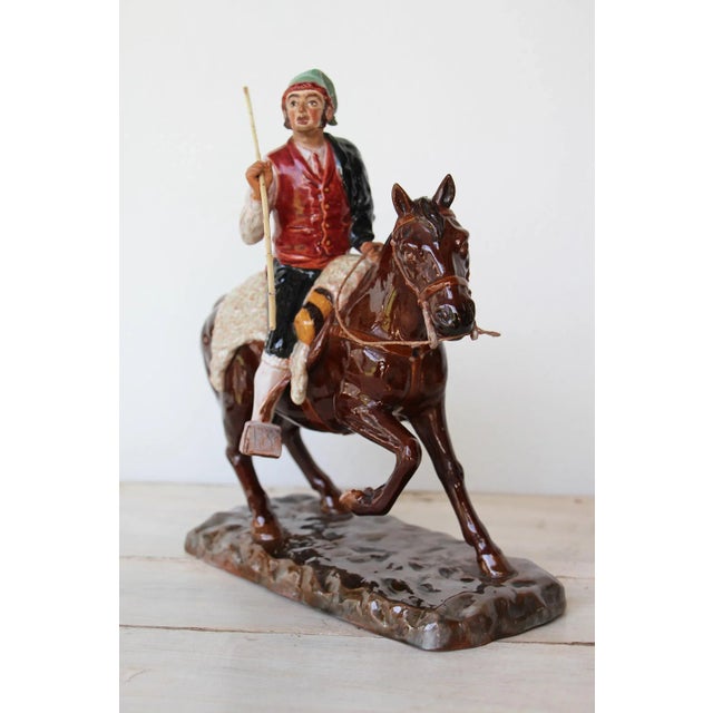 Vintage Bordallo Pinheiro Palissy Ware, Earthenware, Majolica Horseman Figurine For Sale - Image 13 of 13
