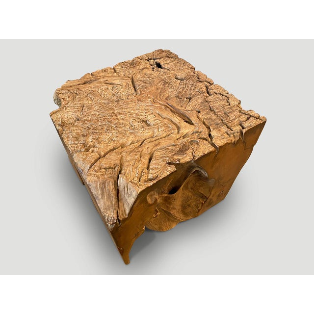 Andrianna Shamaris Impressive Organic Teak Wood Side Table or Pedestal For Sale - Image 14 of 18