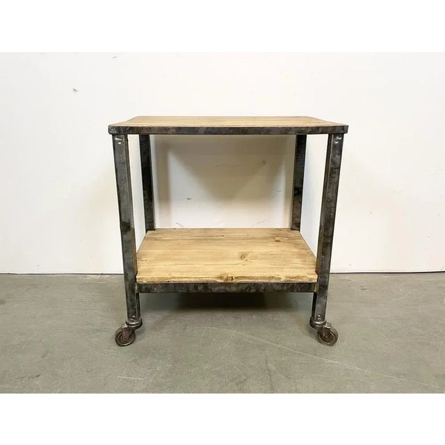 Industrial Side Table on Wheels, 1960s For Sale - Image 10 of 10