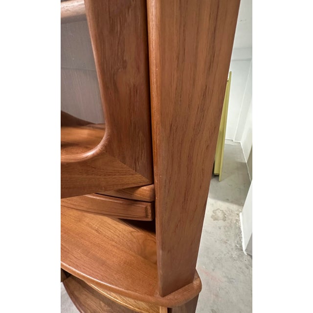 1970s Solid Teak Danish Modern Corner Cabinet With Hidden Compartment For Sale - Image 9 of 11