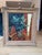 1994 Expressionist floral still life oil on canvas depicting a stylized bouquet set against a patterned, high-contrast...