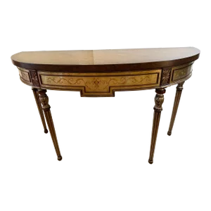 Hand Painted Demilune Console by Theodore Alexander
