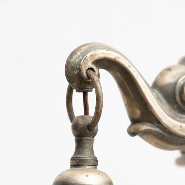 Vintage French Art Deco Metal & Glass Ceiling Lamp, 1930s For Sale - Image 15 of 18