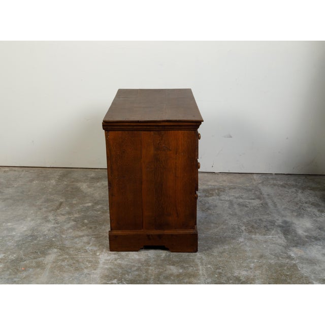 Brown English Georgian Period 1800s Oak Chest with Four Drawers and Carved Motifs For Sale - Image 8 of 12