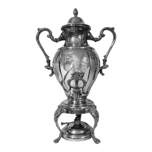 Antique Victorian Rococco Revival Silverplated Hot Water Tea Urn Samovar W/Spirit Burner