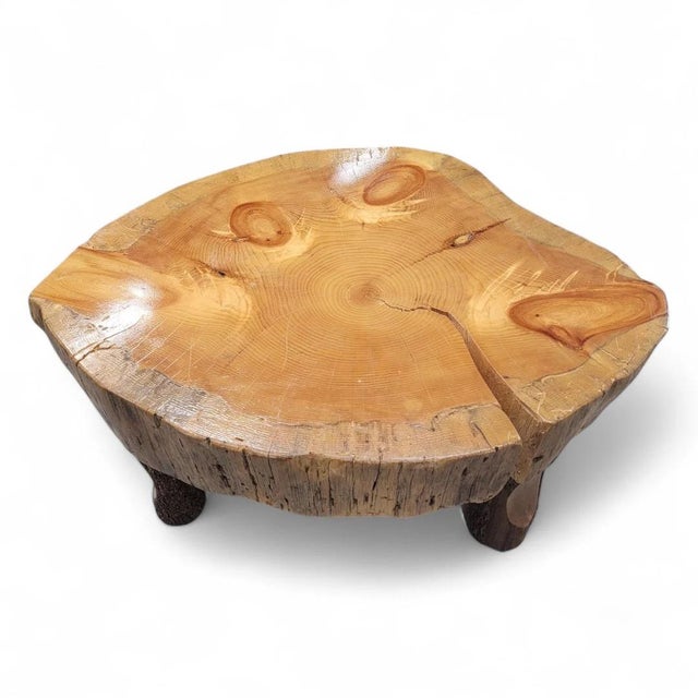 Contemporary Vintage Live Edge Wood Side/Coffee Table For Sale - Image 3 of 8
