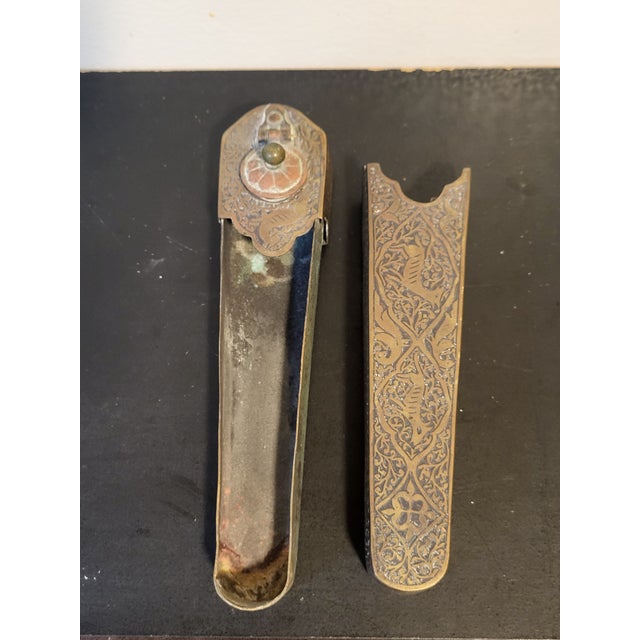 Antique Bronze Repousse IFilligree Pen & Ink Holder For Sale - Image 4 of 17