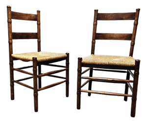 Art Deco Rush Chairs, Set of 2