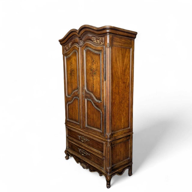 Drexel Brittany Heritage French Provincial Carved Wood Armoire For Sale - Image 10 of 18