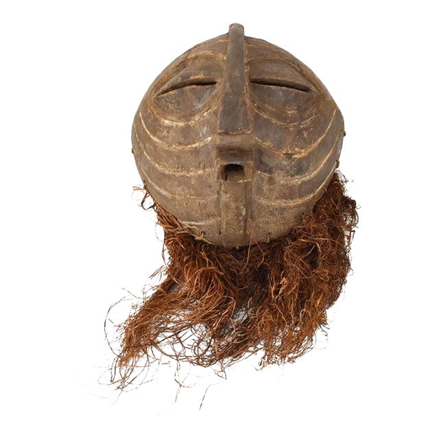 Early 20th Century Songye Female Kifwebe Mask with Beard For Sale