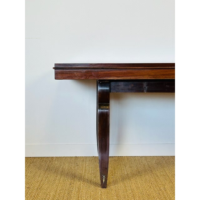 Art Deco Dining Table in Walnut and Diamond Marquetry, France, 1940s For Sale - Image 10 of 18