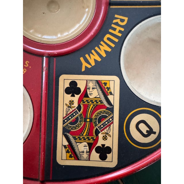 Printmaking Materials Rare 1930s Michigan Rummy Vintage Game Tray With Card Design For Sale - Image 7 of 10