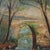 This mid-20th century French forest bridge painting presents a tranquil scene where nature and structure coexist in quiet...